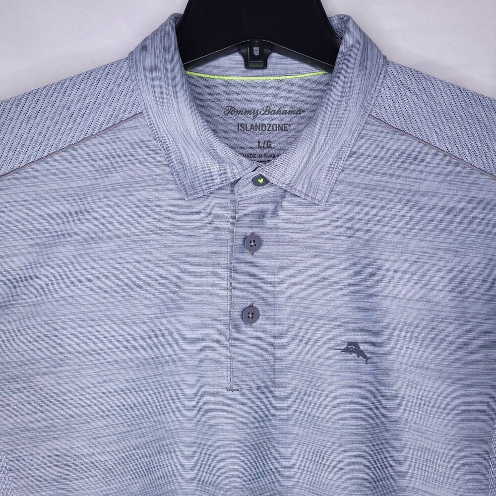 Tommy Bahama Palm Coast Pro Polo Mens Large Gray Islandzone